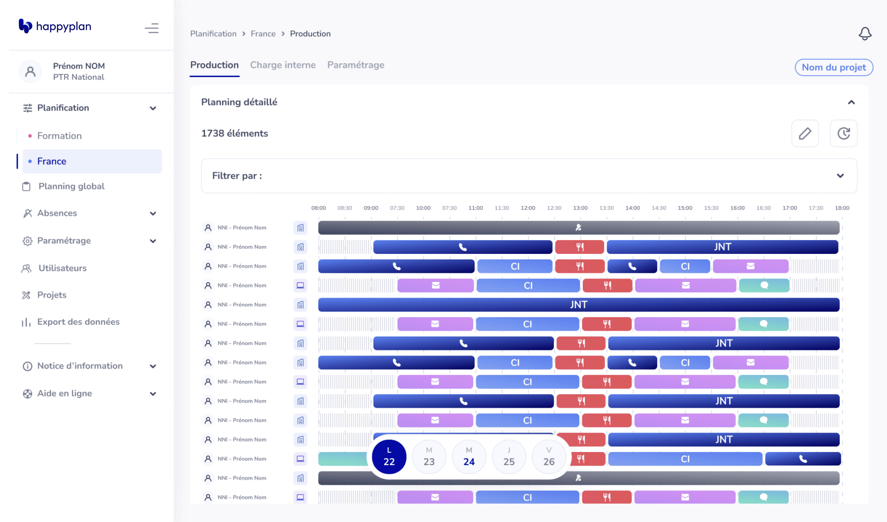 Capture d'écran de l'application