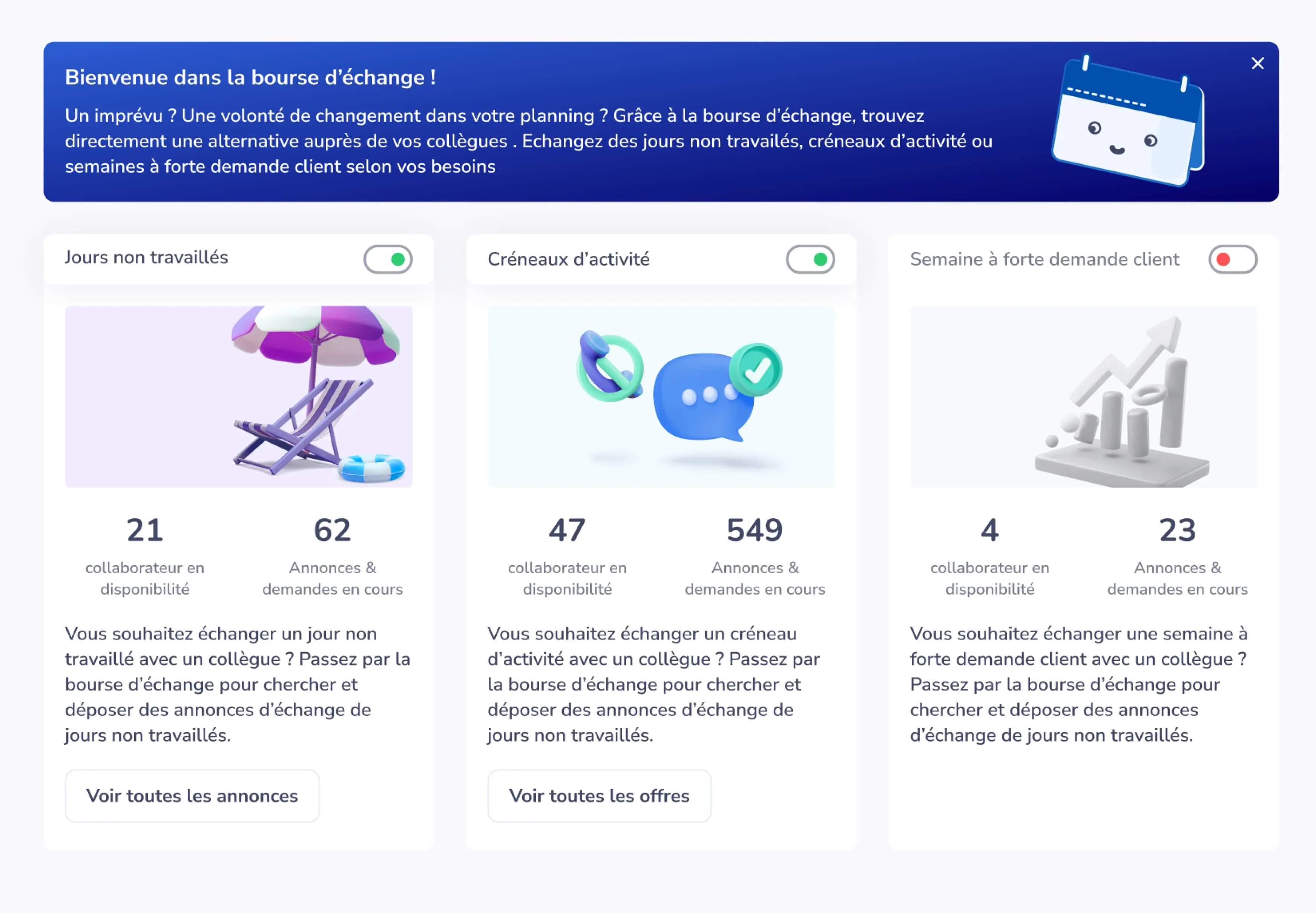 Screenshot of the stock exchange page between employees